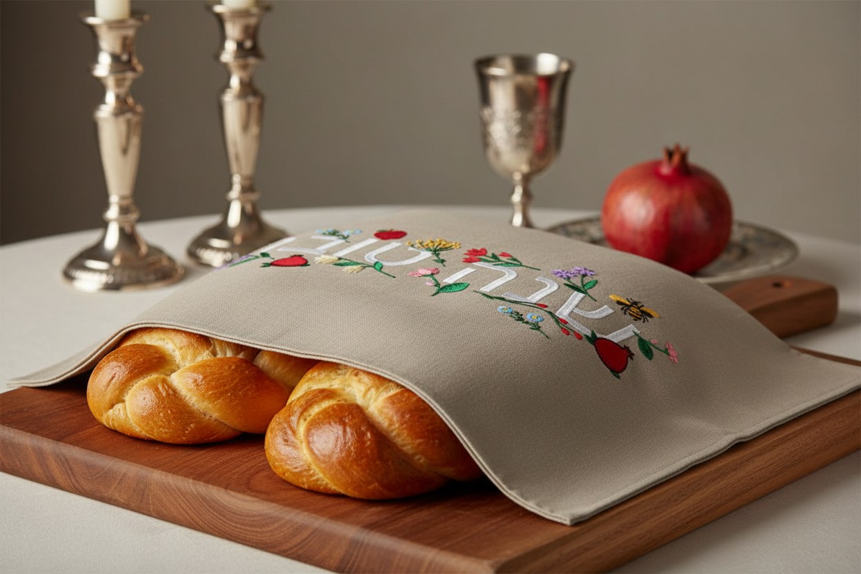 Challah Cover Rectangular - Ambientada desde fondo blanco
