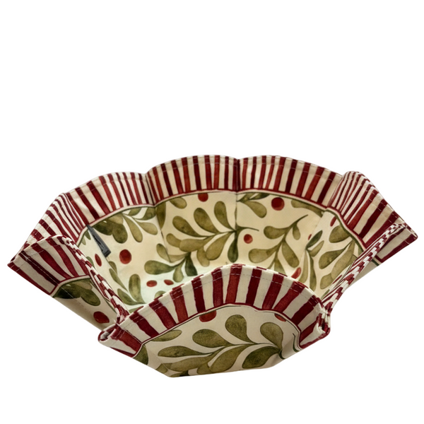Christmas N119 Bread Basket Red Stripes Berries con fondo blanco