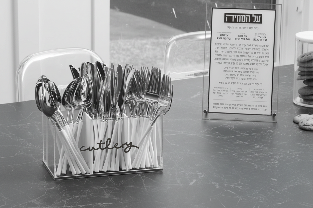 Classic Silverware Caddy en blanco y negro