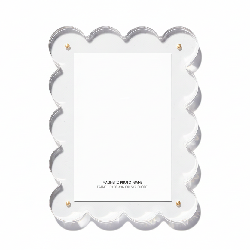 Clear Acrylic Picture Frame con fondo blanco