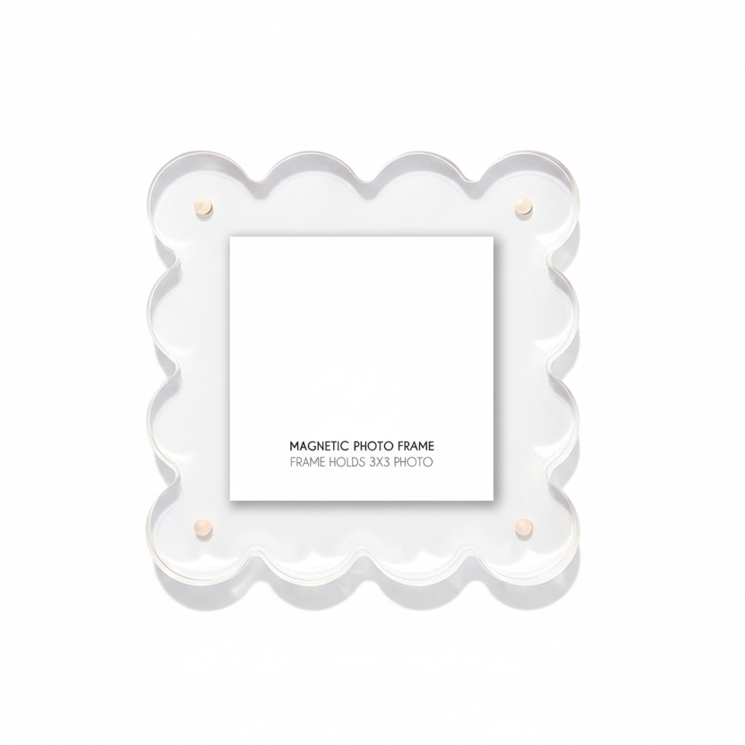 Clear Mini Acrylic Picture Frame con fondo blanco