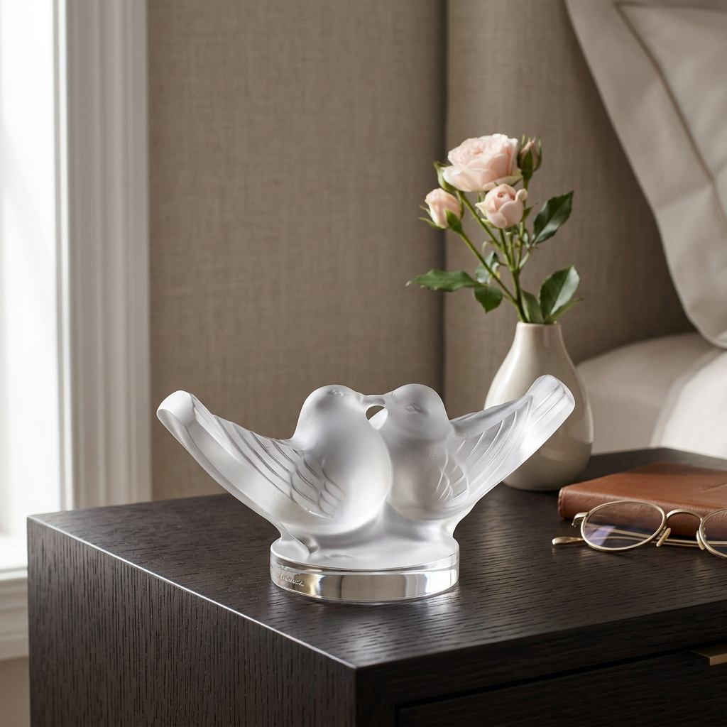 Colombes de Lalique en un ambiente elegante