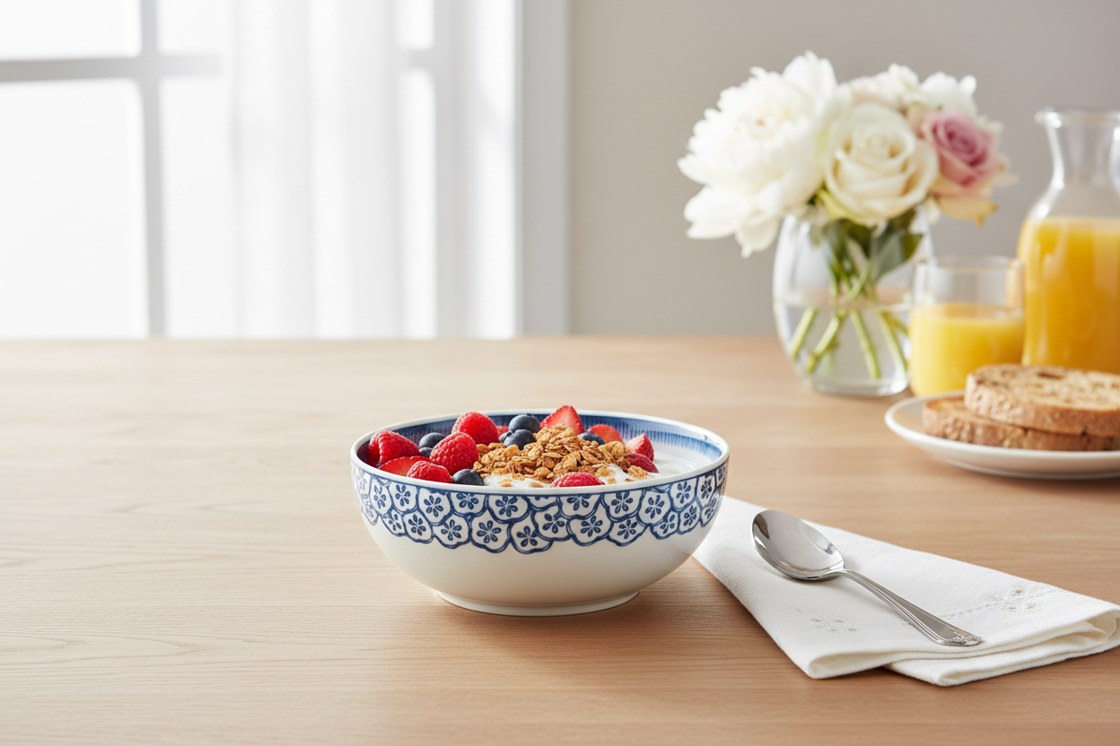 Coralina Blue Cereal Bowl - Imagen Ambientada