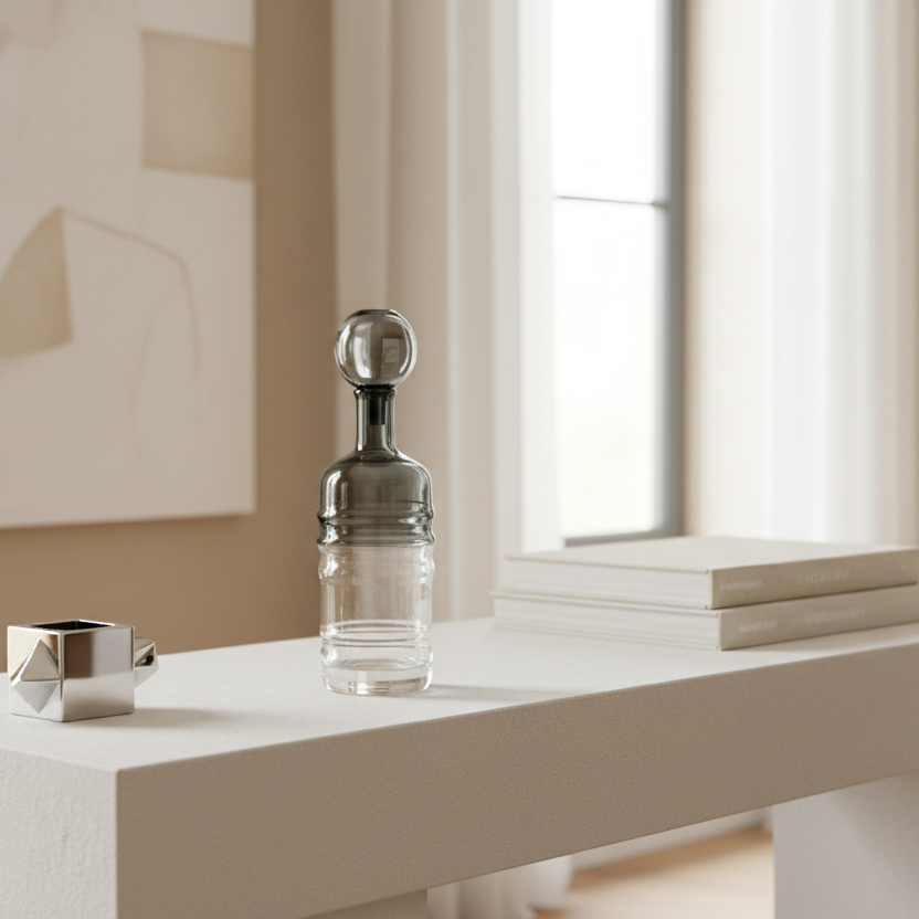 Decorative Glass Bottle Short - Botella decorativa con tapa