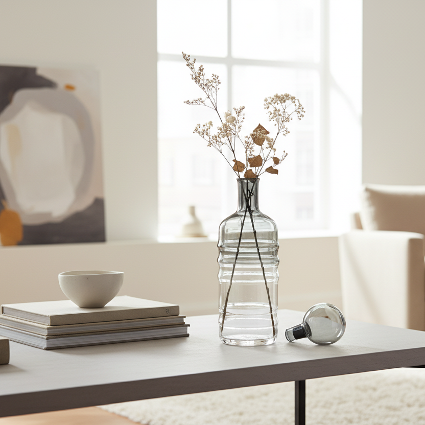 Decorative Glass Bottle Vase Medium - Ambiente con tapa