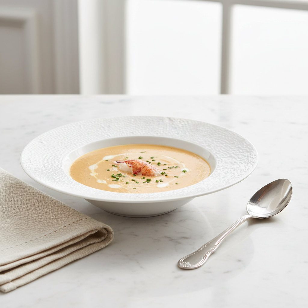 Ecume Blanc Rim Soup Plate - Lifestyle