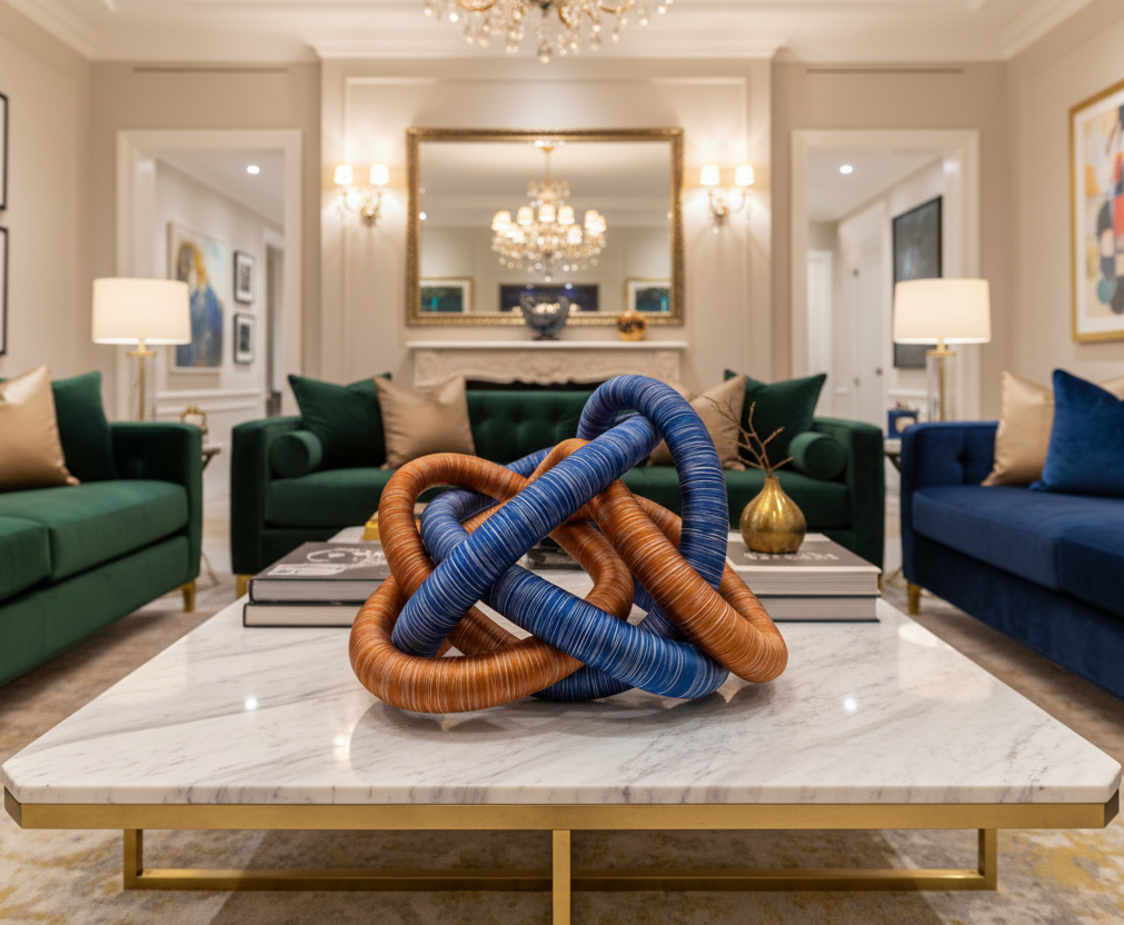 Fabric Knot Blue Orange - Sala Elegante