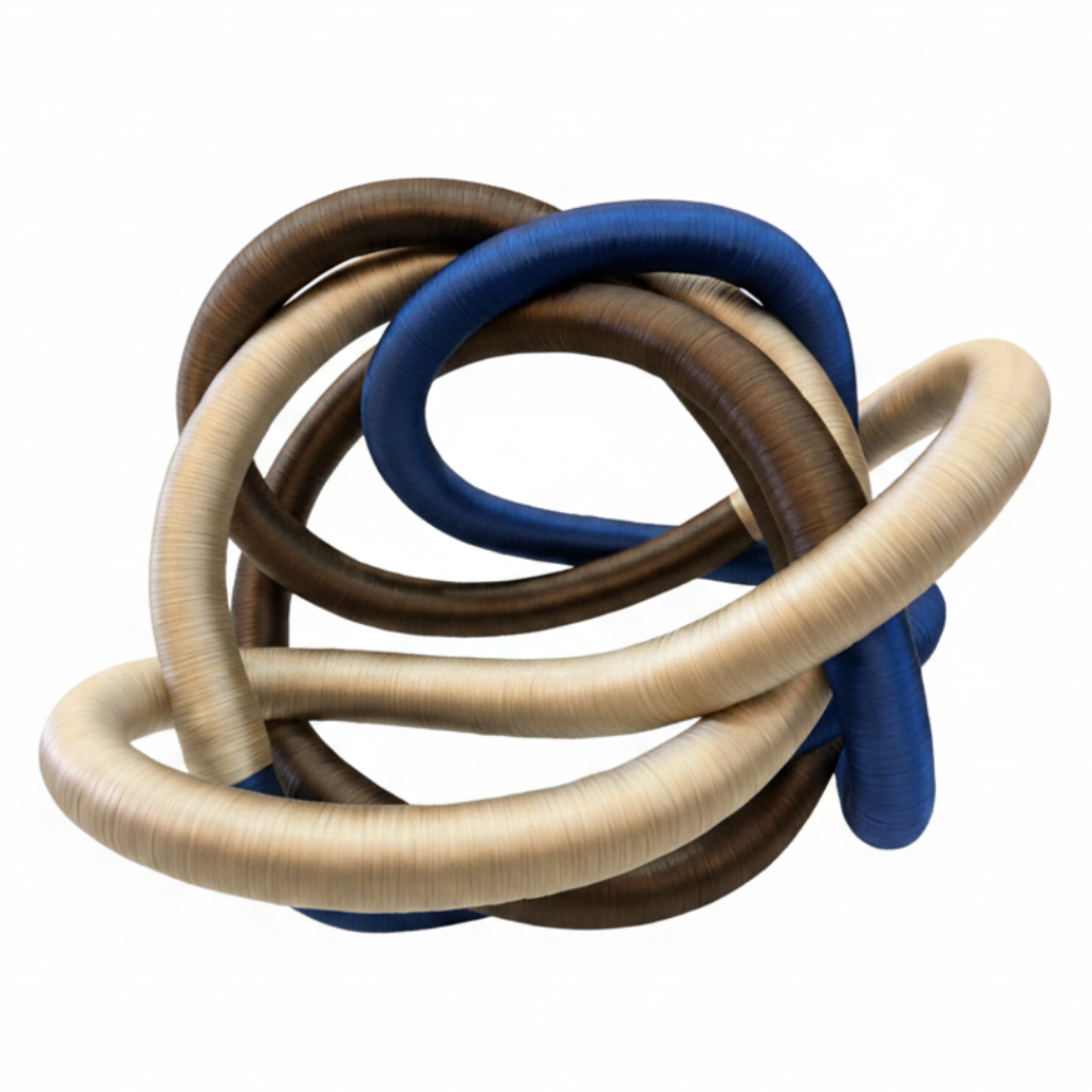 Fabric Knot Navy Brown Cream fondo blanco