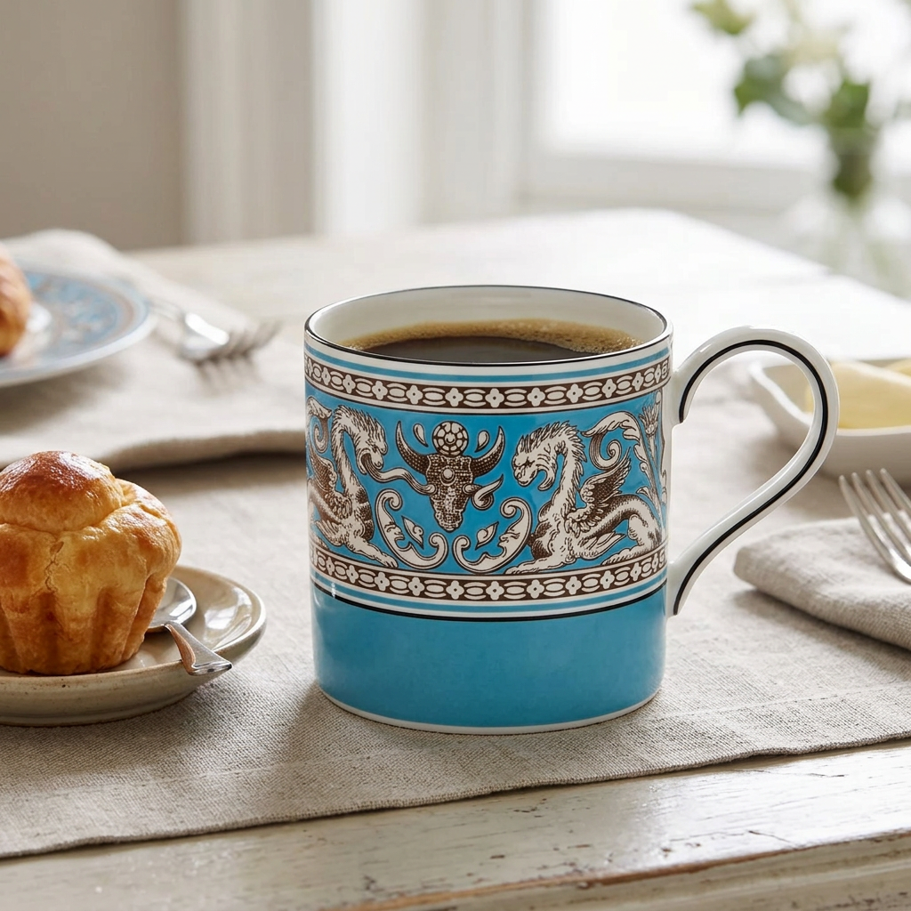 Florentine Turquoise Straight-Sided Mug en uso