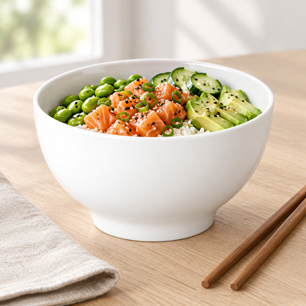 For Me French Rice Bowl ambientado con poke