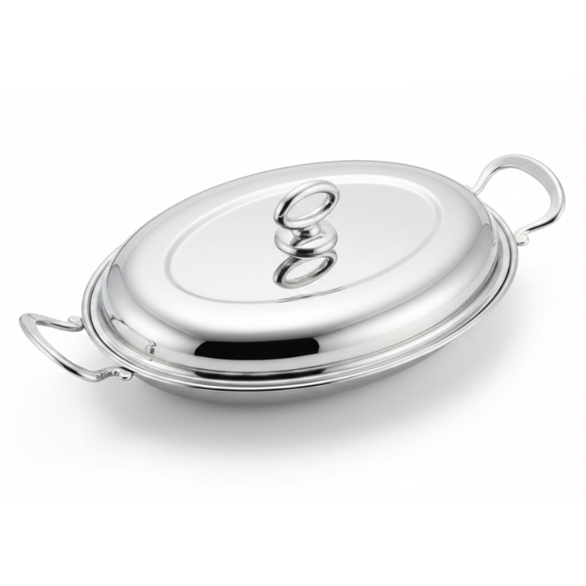 Fuente Silver con Tapa - Fondo Blanco