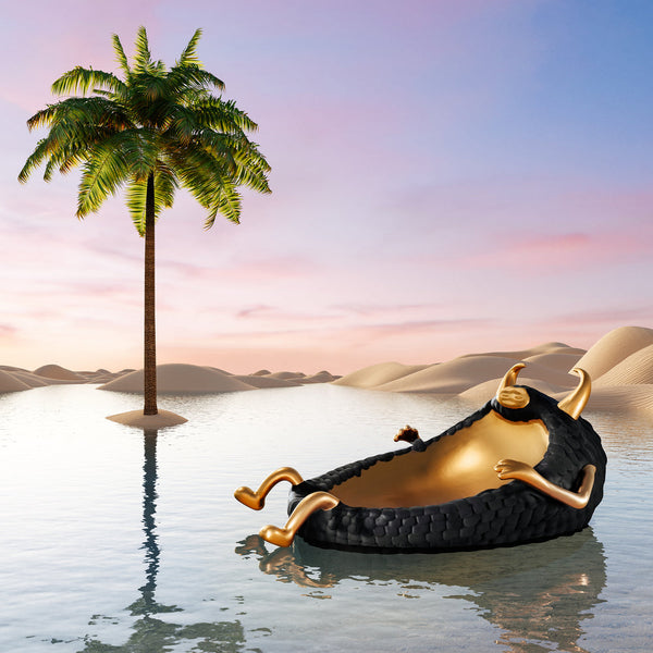 Haas - Lazy Susan Catchall Tray Black / Gold