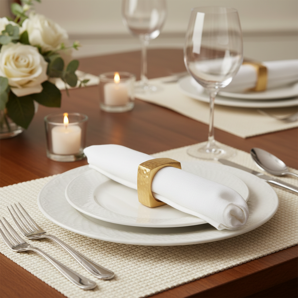 Hammered Gold Napkin Ring - Lifestyle