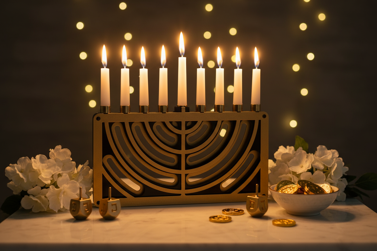 Hanukkiah ambientada elegante