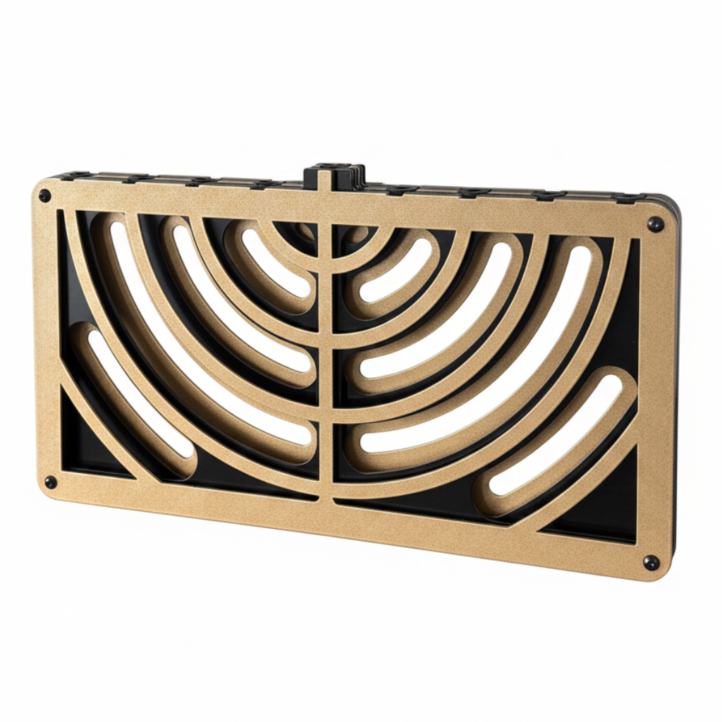 Hanukkiah dorada fondo blanco