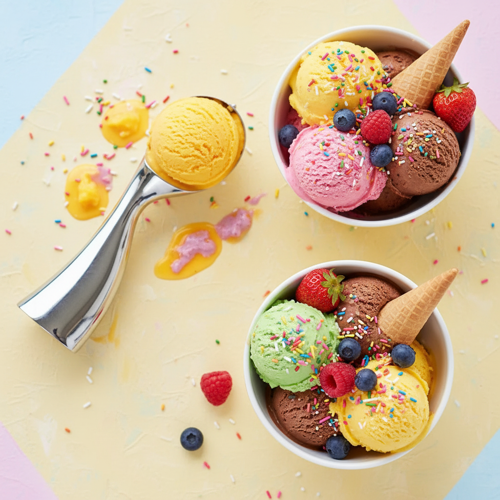 Ice Cream Server - Ambiente alegre y colorido