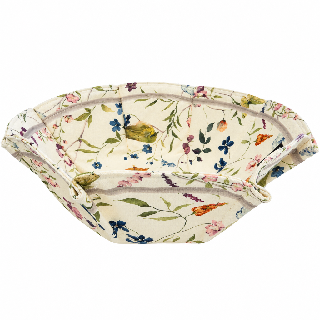 F446 meadow floral bread basket on pure white background