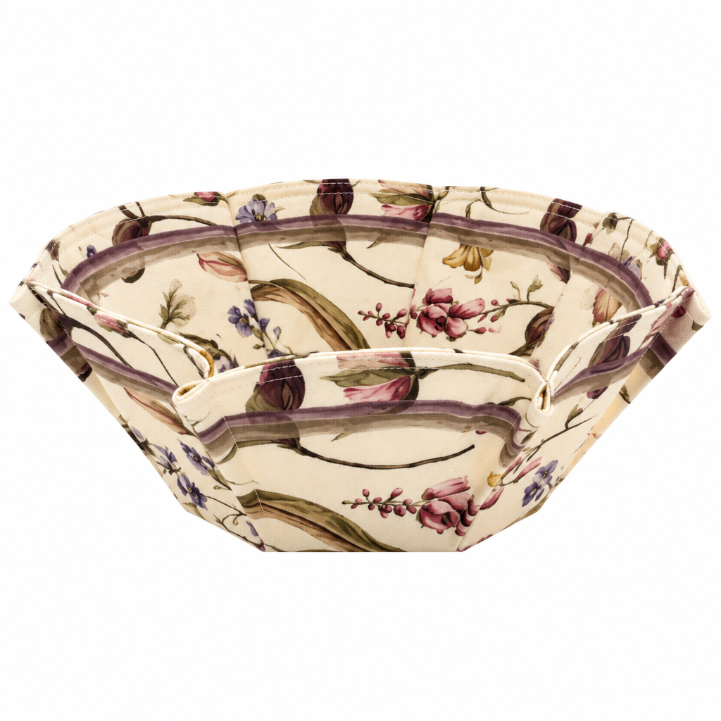 F449 floral branch bread basket on white background