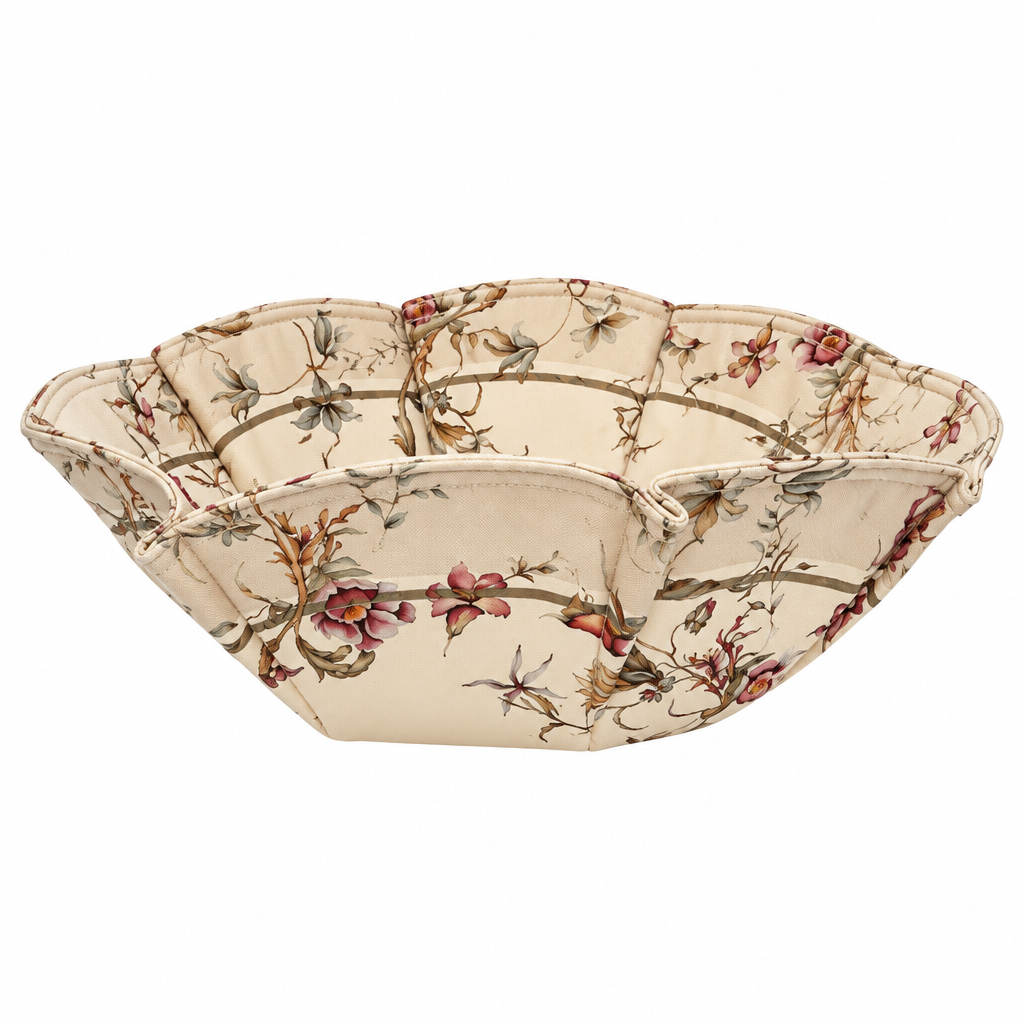 F447 botanical rose bread basket on white background