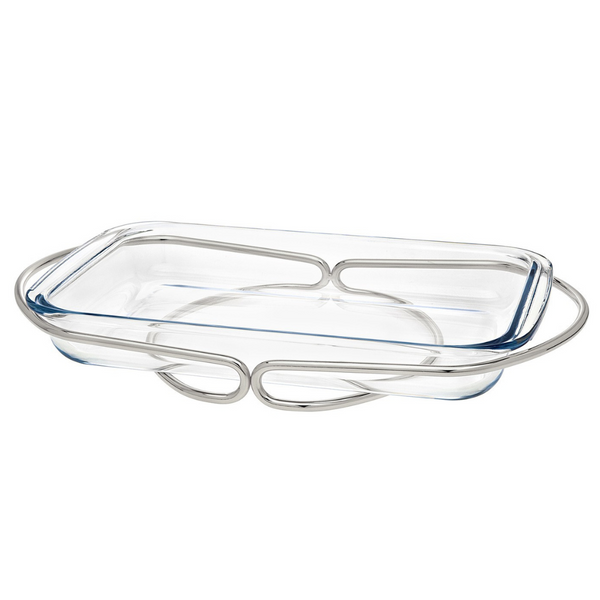 Infinity - 3qt Glass Rect Serving Silver