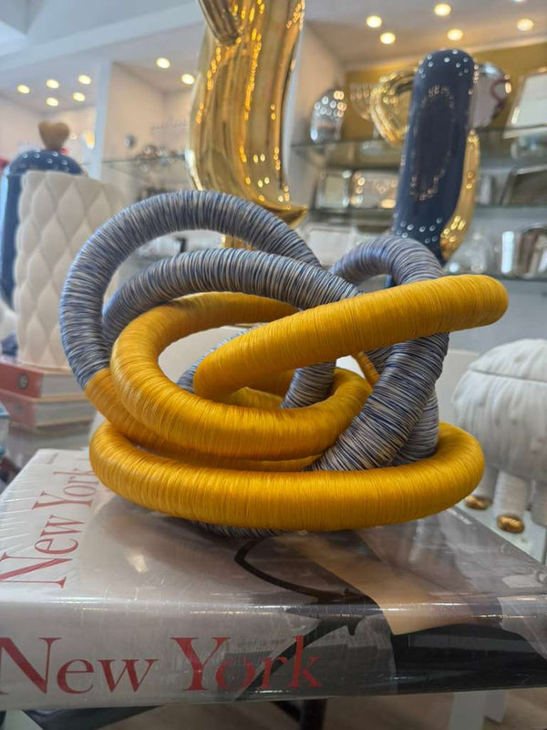 Fabric Knot - Blue - White / Amber