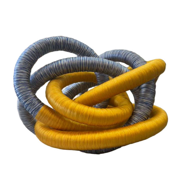 Fabric Knot - Blue - White / Amber