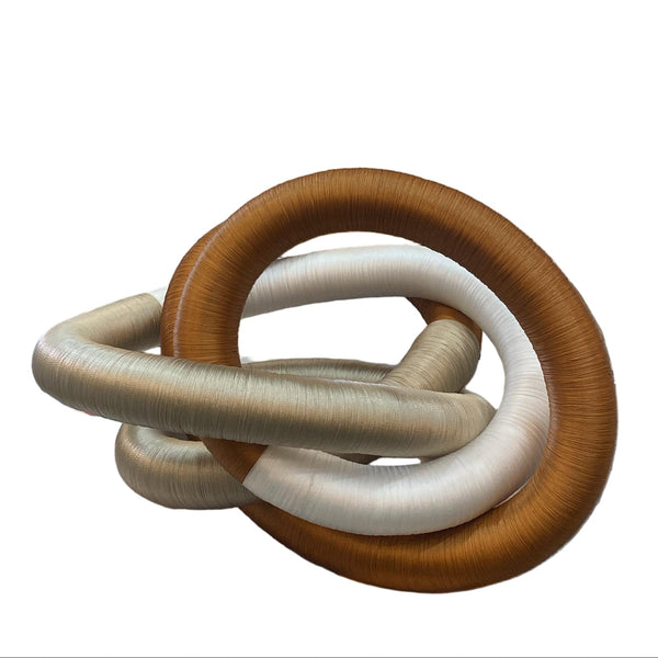 Fabric Knot - White / Silver / Amber