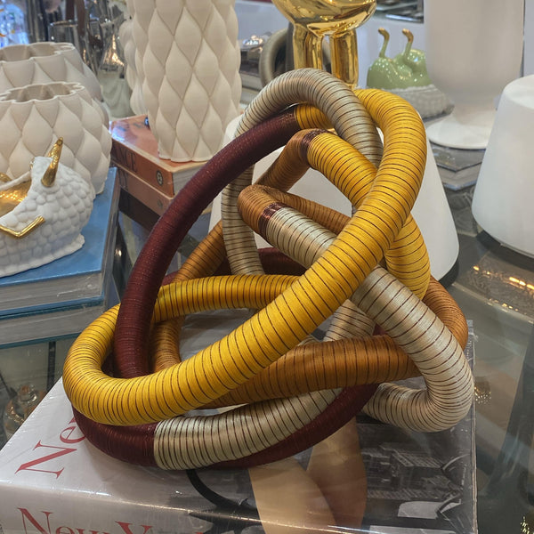 Fabric Knot - Brown / Yellow / Silver / Amber Thin