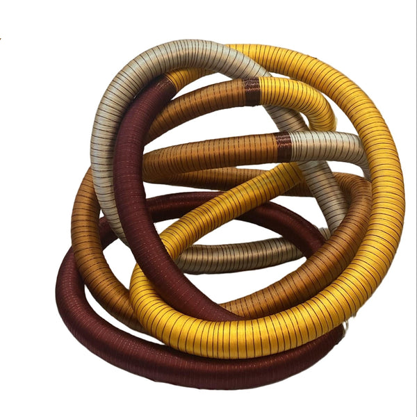 Fabric Knot - Brown / Yellow / Silver / Amber Thin