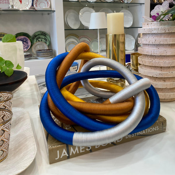 Fabric Knot - Amber / Silver / Blue / Yellow