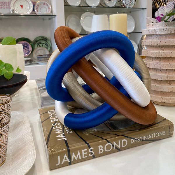 Fabric Knot - White / Silver / Blue / Brown