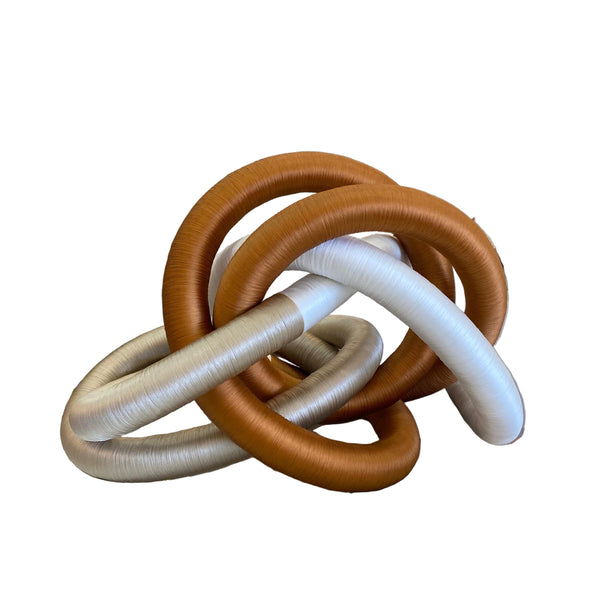 Fabric Knot - White / Silver / Amber