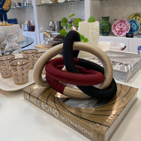 Fabric Knot - Navy / Silver / Burgundy