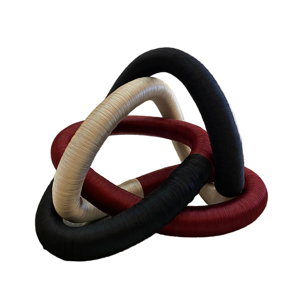 Fabric Knot - Navy / Silver / Burgundy