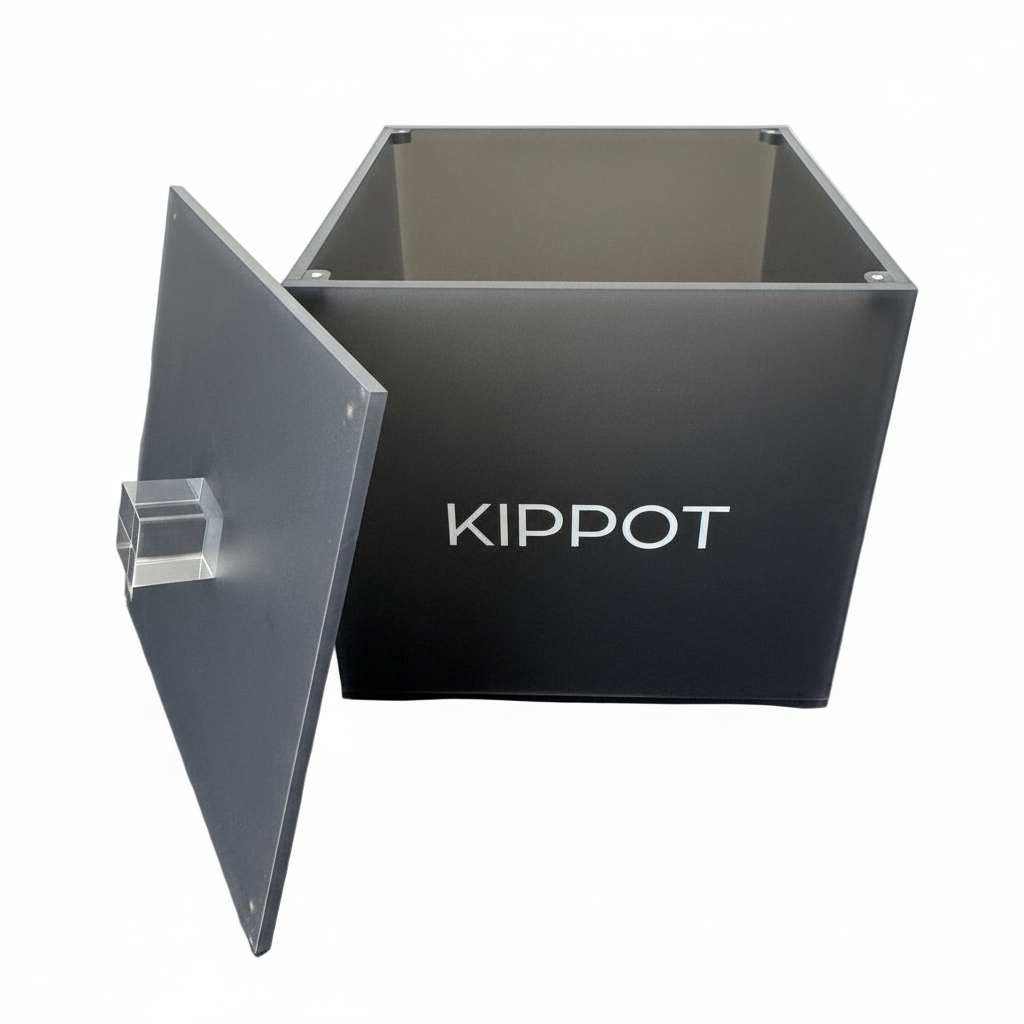 Kippot Gray Storage Box con letras KIPPOT