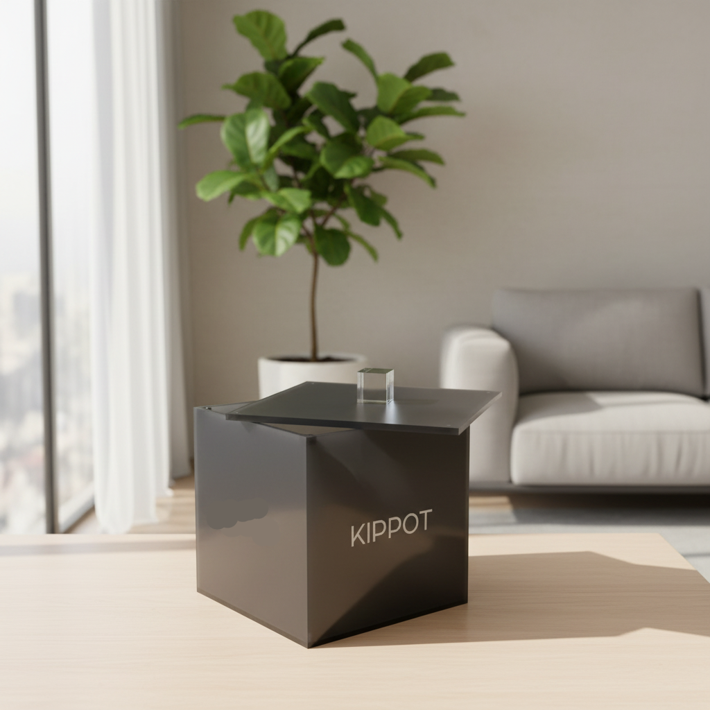 Kippot Gray Storage Box - tono gris oscuro en sala elegante