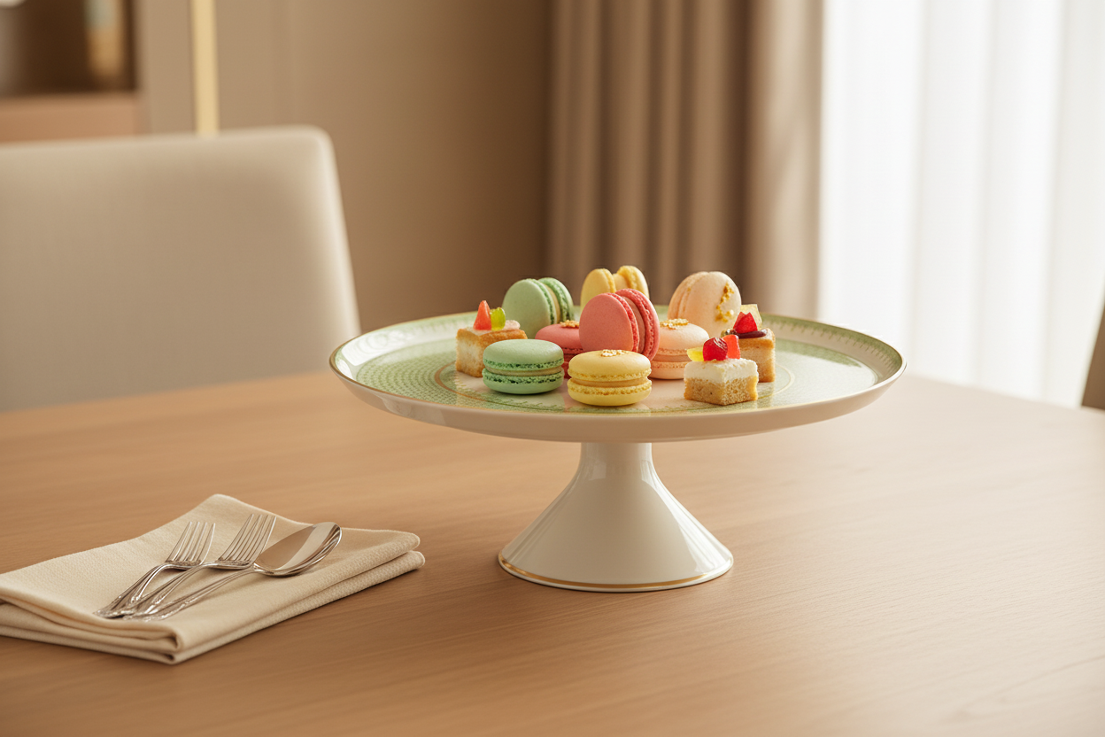 Lace Apple Green Cake Stand Large - Ambientada