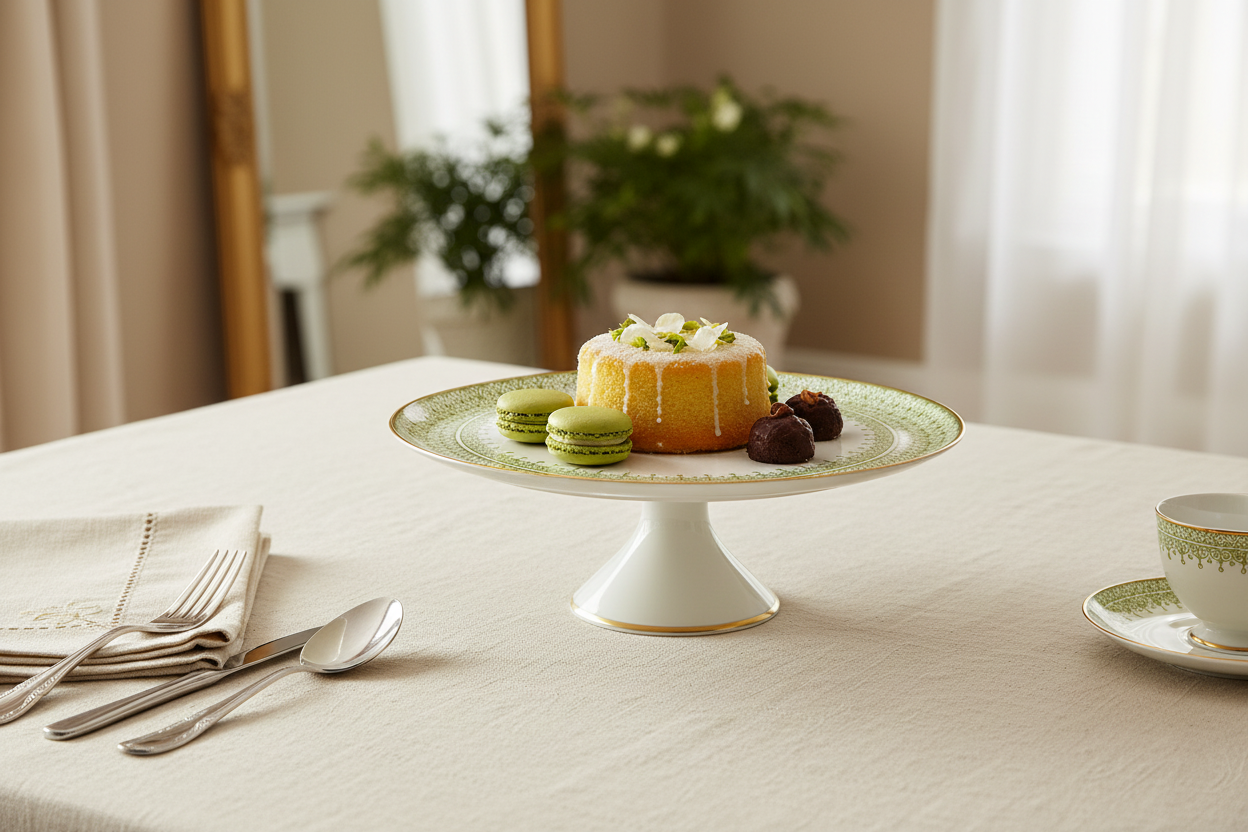 Lace Apple Green Cake Stand Small - Ambientada