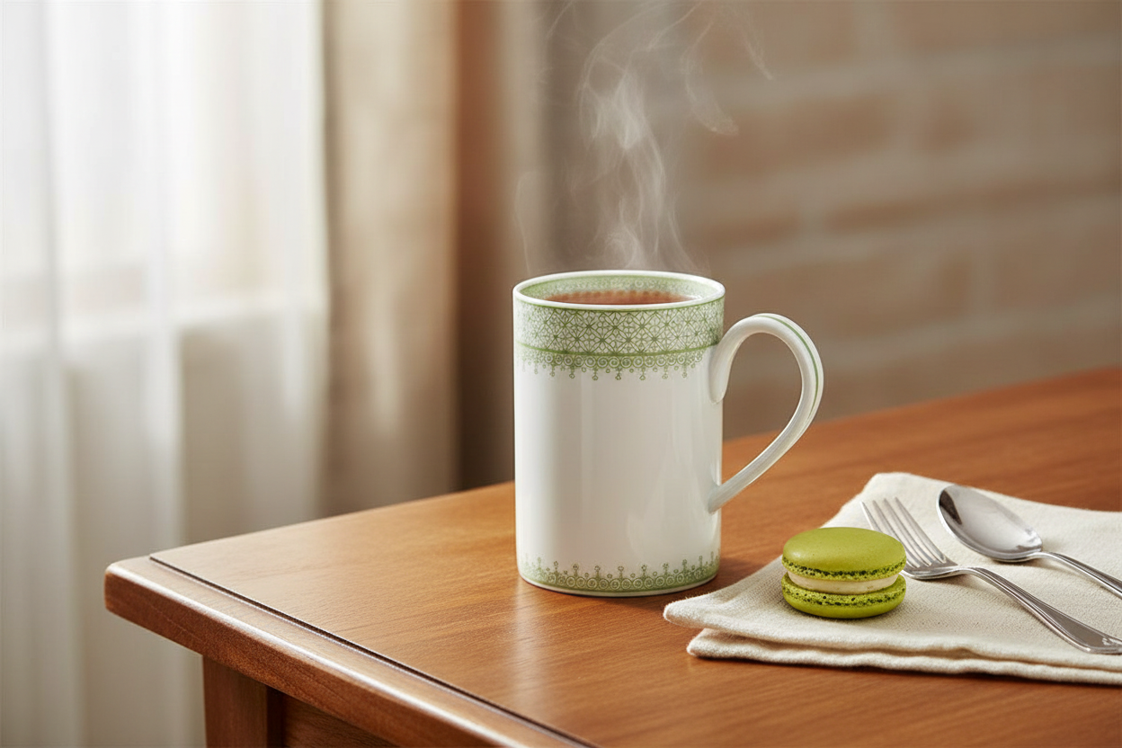 Lace Apple Green Mug - Ambientada