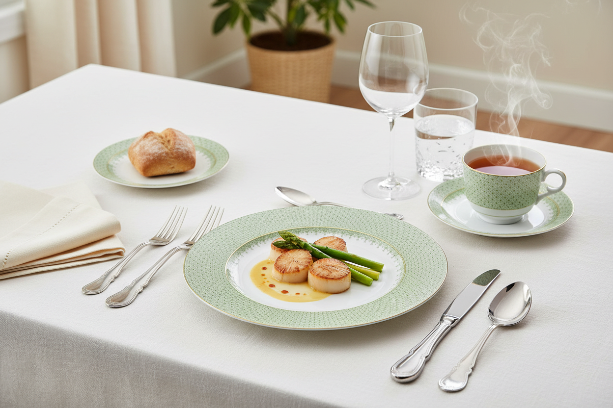 Lace Apple Green Place Setting - Ambiente Elegante