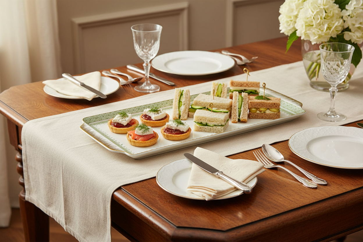 Lace Apple Green Sandwich Tray - Ambientada