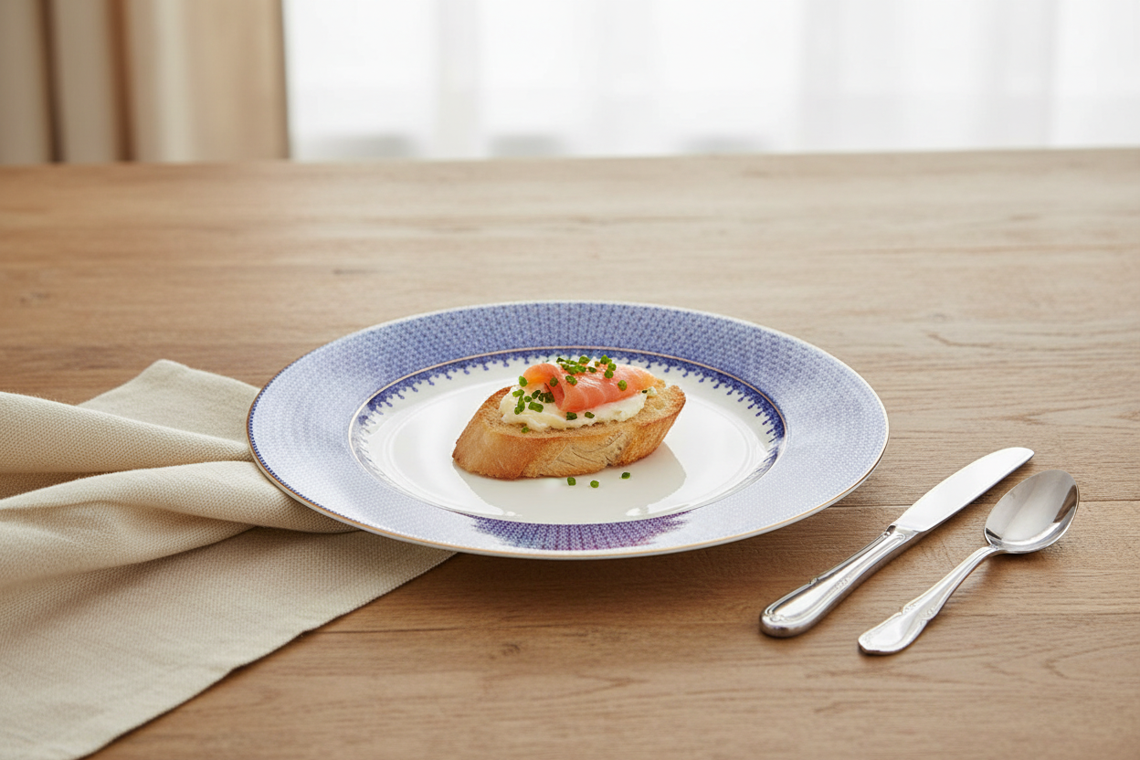 Lace Blue Bread & Butter Plate - Ambientada
