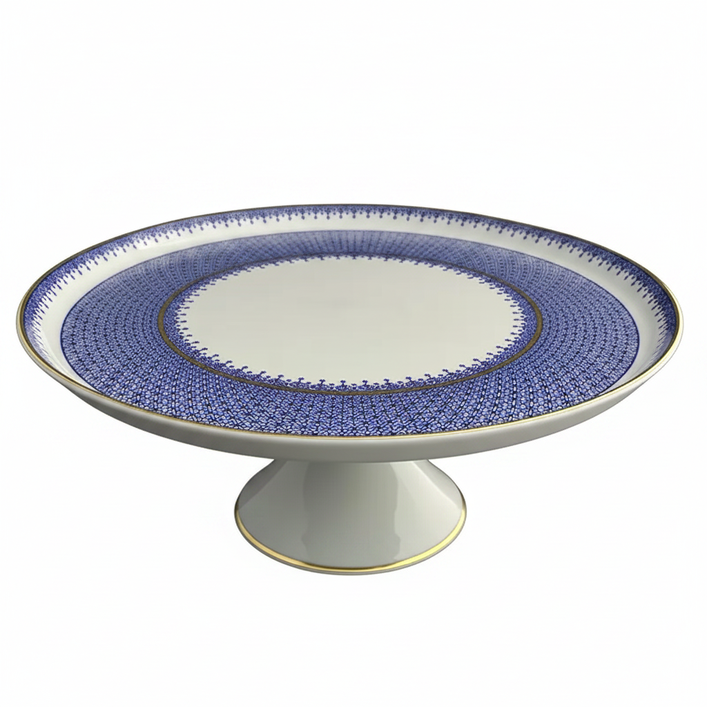 Lace Blue Cake Stand Large - Fondo Blanco
