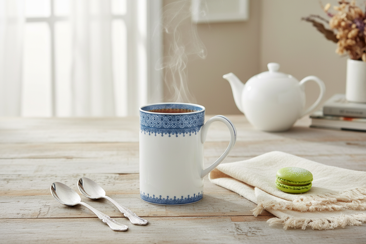 Lace Blue Mug - Ambientada