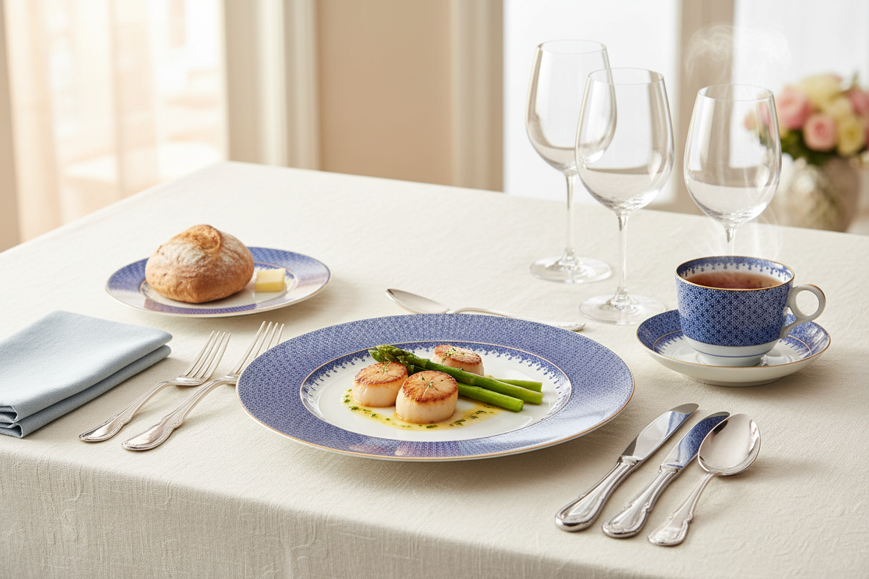 Lace Blue Place Setting - Ambiente Elegante