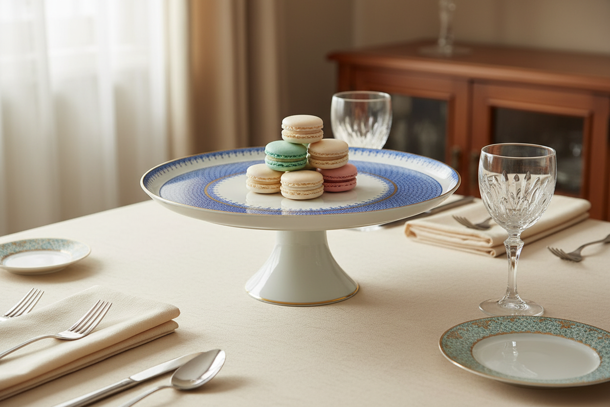 Lace Cornflower Cake Stand Large - Ambientada