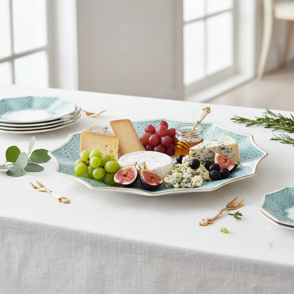 Lace Green 12 Sided Tray Large - Ambiente Elegante