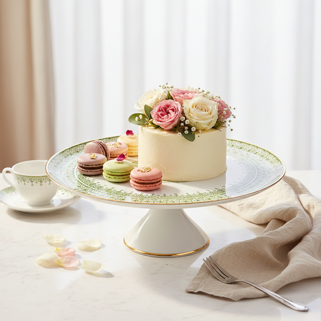 Lace Green Cake Stand Small - Ambiente Elegante