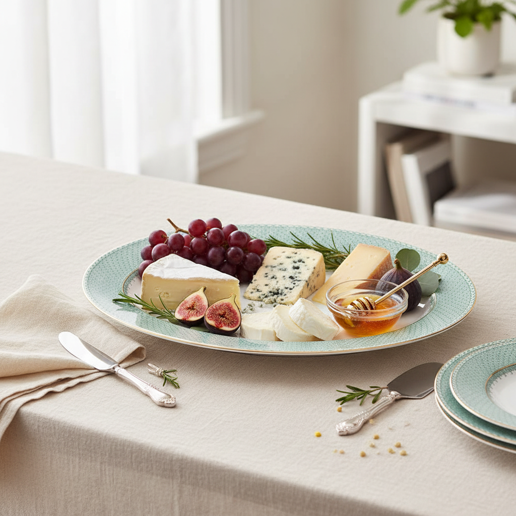 Lace Green Oval Platter - Ambiente Elegante
