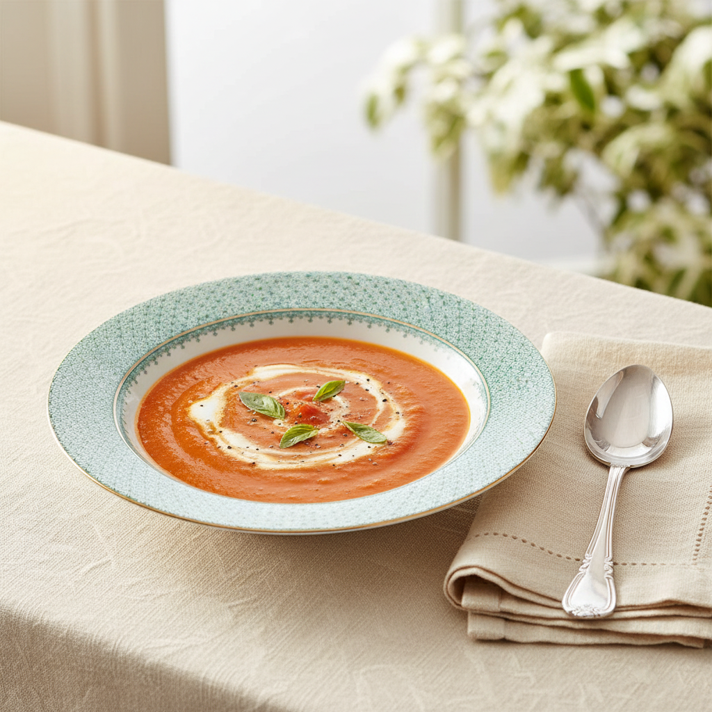 Lace Green Rim Soup - Ambiente Elegante v2